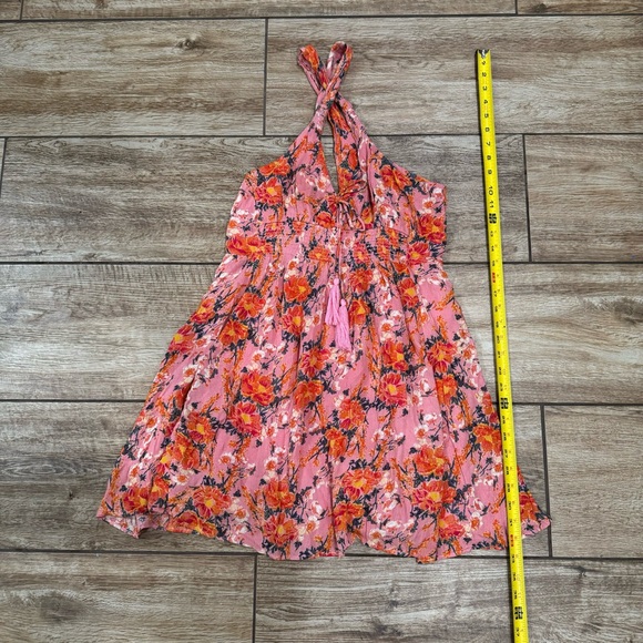 Free People Washed Ashore Mini Dress Size Medium Pink Lined Flowy Floral Dress - Picture 10 of 16